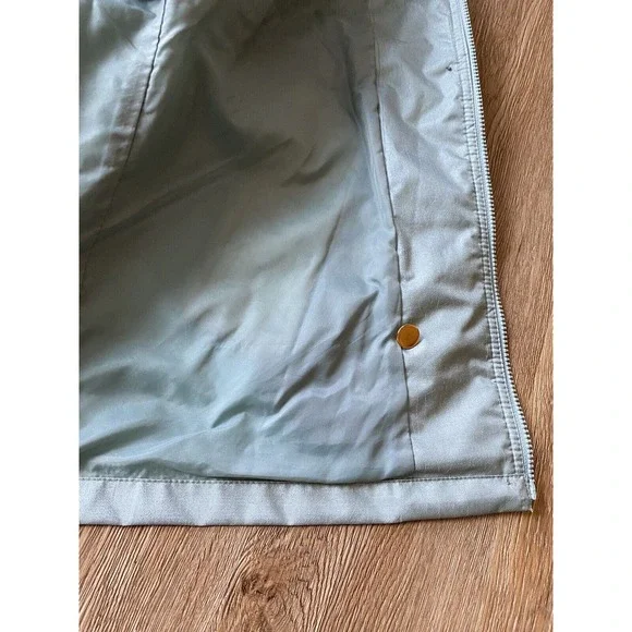 Vtg Fleet Street Metallic Teal Oversize Trench Raincoat Jacket Women's Medium - Picture 10 of 11